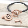 5 Antique Copper Spiral Closure, Bracelet Clasps