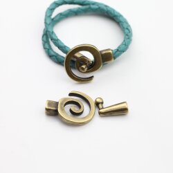 5 Antique Brass Spiral Closure, Bracelet Clasps