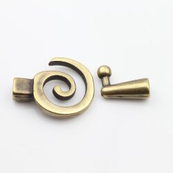 5 Antique Brass Spiral Closure, Bracelet Clasps