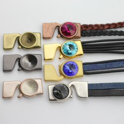 5 Antique Copper Hook Clasp, Bracelet Findings for 12 mm Rivoli Crystals Preciosa and Swarovski