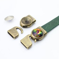 5 Antique Brass Hook Clasp, Bracelet Findings for 12 mm Rivoli Crystals Preciosa and Swarovski