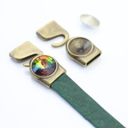 5 Armband Verschluss für 12 mm Rivoli Swarovski oder Preciosa Kristalle, altmessing