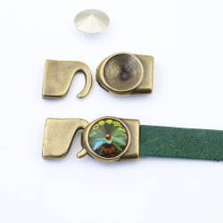 5 Armband Verschluss für 12 mm Rivoli Swarovski oder Preciosa Kristalle, altmessing