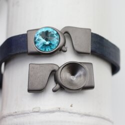 5 Armband Verschluss für 12 mm Rivoli Swarovski oder Preciosa Kristalle, Gunmetal