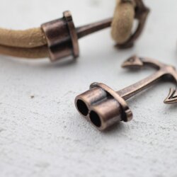 5 Antique Copper Anchor Bracelet Clasps & Slider Beads