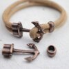 5 Antique Copper Anchor Bracelet Clasps & Slider Beads