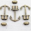 5 Antique Brass Anchor Bracelet Clasps & Slider Beads