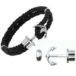 1 Rhodium Plated Anchor Bracelet Clasps & Slider Beads