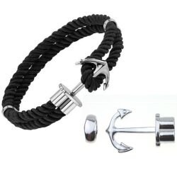 5 Gunmetal Anchor Bracelet Clasps & Slider Beads