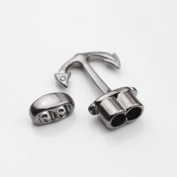 5 Gunmetal Anchor Bracelet Clasps & Slider Beads