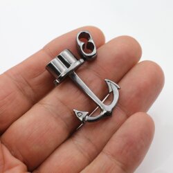 5 Gunmetal Anchor Bracelet Clasps & Slider Beads