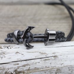 5 Gunmetal Anchor Bracelet Clasps & Slider Beads