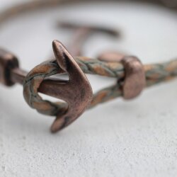 5 Antique Copper Anchor Bracelet Clasps & Slider Beads