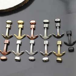 5 Antique Brass Anchor Bracelet Clasps & Slider Beads