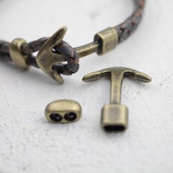 5 Antique Brass Anchor Bracelet Clasps & Slider Beads