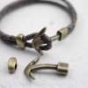 5 Antique Brass Anchor Bracelet Clasps & Slider Beads