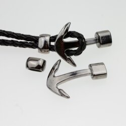 5 Gunmetal Anchor Bracelet Clasps & Slider Beads