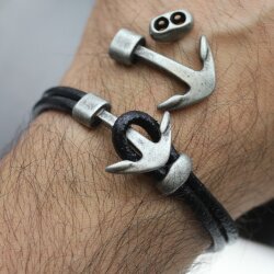 5 Ankerverschluss und Schiebeperlen Sets Verschluss für Armband dunkel atlsilber