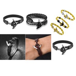 5 Dark Silver Anchor Bracelet Clasps & Slider Beads