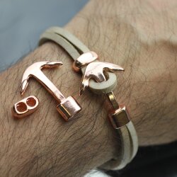 1 Rose Gold Anchor Bracelet Clasps & Slider Beads