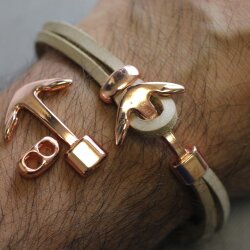 1 Armband-Verschluss Anker mit Schiebeperlen Rosegold