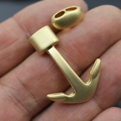 1 Matte Gold Anchor Bracelet Clasps & Slider Beads