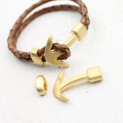 1 Armband-Verschluss Anker mit Schiebeperlen mattgold