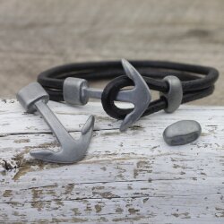 5 Grey Silver Anchor Bracelet Clasps & Slider Beads