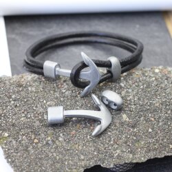 5 Grey Silver Anchor Bracelet Clasps & Slider Beads