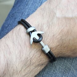 5 Ankerverschluss und Schiebeperlen Sets Verschluss für Armband grau silber