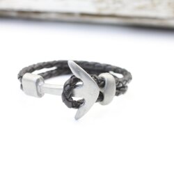 5 Grey Silver Anchor Bracelet Clasps & Slider Beads