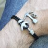 5 Ankerverschluss und Schiebeperlen Sets Verschluss für Armband grau silber