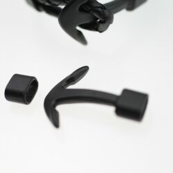 5 Matte Black Anchor Bracelet Clasps & Slider Beads