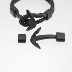 5 Matte Black Anchor Bracelet Clasps & Slider Beads