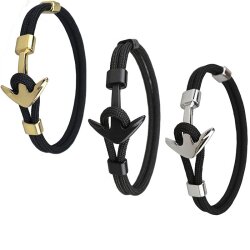 5 Matte Black Anchor Bracelet Clasps & Slider Beads