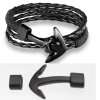 5 Matte Black Anchor Bracelet Clasps & Slider Beads