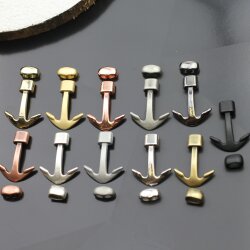 5 Rhodium Imitation Anchor Bracelet Clasps & Slider Beads