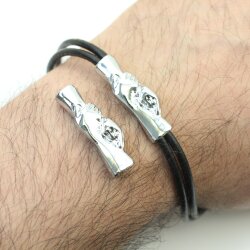 1 Rhodium Imitation Handshake Bracelet Connector