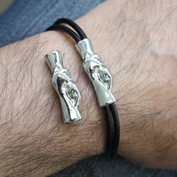 1 Rhodium Imitation Handshake Bracelet Connector
