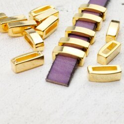 10 Stäbchen Schiebeperlen für Flaches Leder oder Rund leder Gold