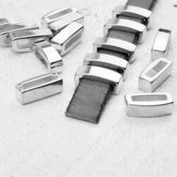 10 Rhodium Imitation Slider Beads, Spacers Beads for...