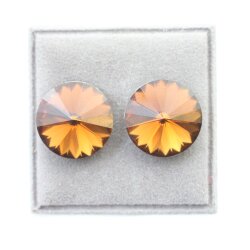 14 mm Swarovski Crystal Stud Earrings Rivoli Earrings with Swarovski Crystals Smoked Topaz