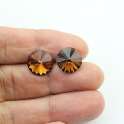 14 mm Swarovski Crystal Stud Earrings Rivoli Earrings with Swarovski Crystals Smoked Topaz