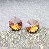 14 mm Swarovski Crystal Stud Earrings Rivoli Earrings with Swarovski Crystals Smoked Topaz