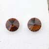 14 mm Swarovski Crystal Stud Earrings Rivoli Earrings with Swarovski Crystals Smoked Topaz