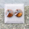 14 mm Swarovski Crystal Stud Earrings Rivoli Earrings with Swarovski Crystals Smoked Topaz