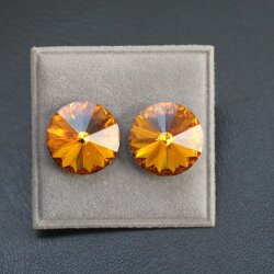 14 mm Swarovski Crystal Stud Earrings, Rivoli Earrings...