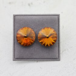 14 mm Rivoli Ohrstecker Ohrringe mit Swarovski Kristallen. Topaz