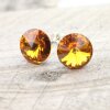 14 mm Swarovski Crystal Stud Earrings, Rivoli Earrings with Swarovski Crystals Topaz