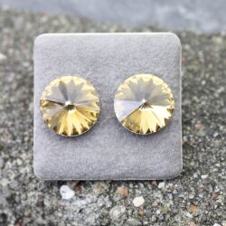 14 mm Swarovski Crystal Stud Earrings Rivoli Earrings with Swarovski Crystals Light Colorado Topaz